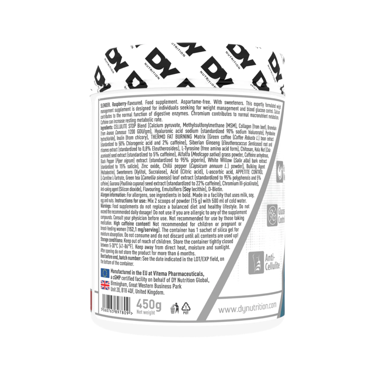 DY Nutrition Slender - Cellulite & Fat Burner, 450g, 30 Servings